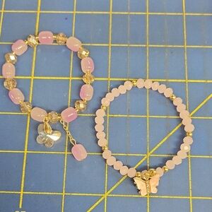 Pink Butterfly Charm 7" Bracelets